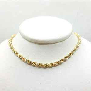 14K  ITALIAN YG 24"INCH UNISEX ROPE CHAIN NECKLACE